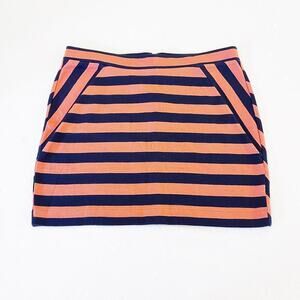 GAP Striped Mini Skirt Pockets Navy Coral M NWT